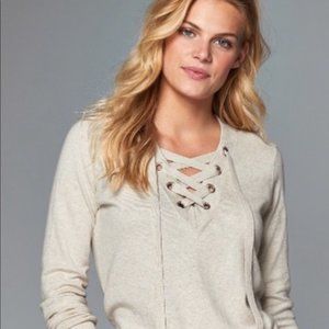 NWT Abercrombie Gray Lace Up Sweater